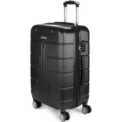 BRUBAKER Miami Reiskoffer Uittrekbare trolley met cijferslot, 4 comfortabele wielen en handgrepen ABS harde koffer, zwart., Koffer BRUBAKER Miami Reiskoffer Uittrekbare trolley met cijferslot, 4 comfortabele wielen en handgrepen ABS harde koffer, zwart., Koffer