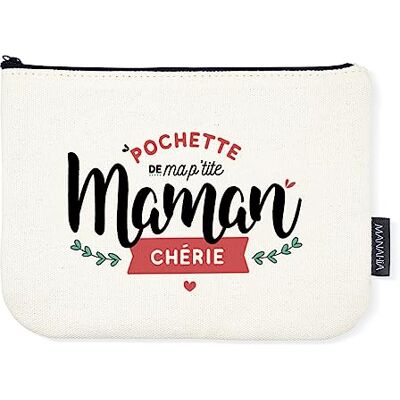 Manahia Mom Pouch Mijn P'tite Mom Chérie Pouch Zakje 100% katoen Moederdag cadeau mama kerstcadeau Manahia Mom Pouch Mijn P'tite Mom Chérie Pouch Zakje 100% katoen Moederdag cadeau mama kerstcadeau