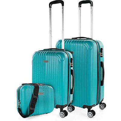 ITACA Set reiskoffers van ABS met 4 wielen, stevig en lichtgewicht, handvat met vergrendeling, cabinekoffer voor handbagage, medium en grote koffer, en beautycase T71500 ITACA Set reiskoffers van ABS met 4 wielen, stevig en lichtgewicht, handvat met vergrendeling, cabinekoffer voor handbagage, medium en grote koffer, en beautycase T71500