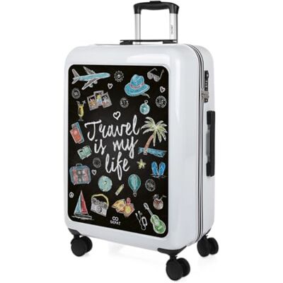 SKPAT Children's Travel Suitcases Spel. Middelgrote koffer en cabinekoffer. Stel resistente en lichte reiskoffers in. Koffer Set Meisje met Hangslot TSA 133600B, Wit-Reizen SKPAT Children's Travel Suitcases Spel. Middelgrote koffer en cabinekoffer. Stel resistente en lichte reiskoffers in. Koffer Set Meisje met Hangslot TSA 133600B, Wit-Reizen
