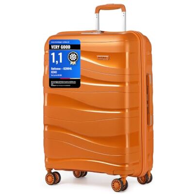 Kono Handbagagekoffer, harde schaal, polypropyleen, reiskoffer met 4 wielen en slot TSA 2094, Oranje, Koffer Kono Handbagagekoffer, harde schaal, polypropyleen, reiskoffer met 4 wielen en slot TSA 2094, Oranje, Koffer