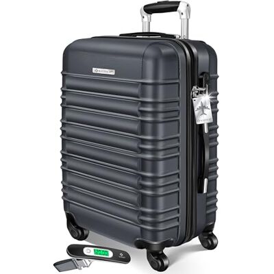 KESSER Reiskoffer met harde schaal, met kofferweegschaal + bagagelabel, rolkoffer met cijferslot en 4 wielen, harde schaal van ABS, telescopische handgreep, antraciet, 66 cm KESSER Reiskoffer met harde schaal, met kofferweegschaal + bagagelabel, rolkoffer met cijferslot en 4 wielen, harde schaal van ABS, telescopische handgreep, antraciet, 66 cm