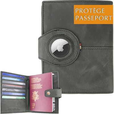 GARZINI Paspoorthouder met AirTag paspoortportemonnee met RFID, reisaccessoires, reisaktetas met ID-venster, lederen paspoorthouder voor 7 kaarten, 04 Geborsteld Zwart GARZINI Paspoorthouder met AirTag paspoortportemonnee met RFID, reisaccessoires, reisaktetas met ID-venster, lederen paspoorthouder voor 7 kaarten, 04 Geborsteld Zwart