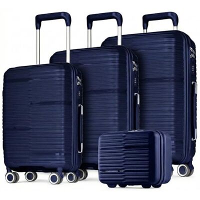 POSH Polypropyleen koffer, make-uptassen, handbagage, middelgrote en grote koffers en trolleys, reiskoffer met TSA-slot en geruisloze dubbele wielen, stapelbaar, Donkerblauw, Klassiek POSH Polypropyleen koffer, make-uptassen, handbagage, middelgrote en grote koffers en trolleys, reiskoffer met TSA-slot en geruisloze dubbele wielen, stapelbaar, Donkerblauw, Klassiek