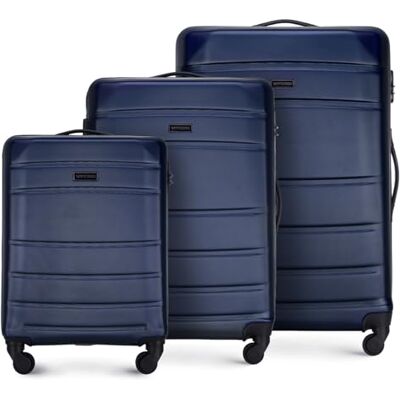 WITTCHEN Stevige kofferset 3 stuks, Trolley koffer Reiskoffer van ABS harde koffer set 4 wielen cijferslot Blauw, set (s,m,l) WITTCHEN Stevige kofferset 3 stuks, Trolley koffer Reiskoffer van ABS harde koffer set 4 wielen cijferslot Blauw, set (s,m,l)