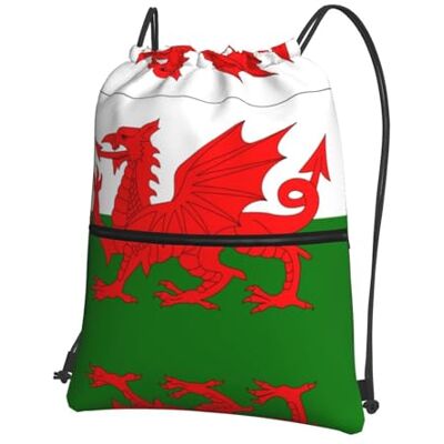 HCVXBSA Vlag van Wales Waterdichte rugzak met trekkoord voor gym/yoga/reizen Lichtgewicht opvouwbare sporttas 38,1 x 45,7 cm met meerdere zakken, zwart, één maat HCVXBSA Vlag van Wales Waterdichte rugzak met trekkoord voor gym/yoga/reizen Lichtgewicht opvouwbare sporttas 38,1 x 45,7 cm met meerdere zakken, zwart, één maat