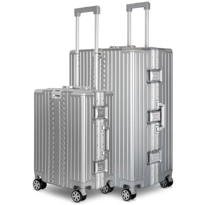 WINLIFE Harde reiskoffer M, L, XL Grote ABS-koffer in zilver TSA-cijferslot 4 dubbele wielen 360° draaibaar Telescopische handgreep bekerhouder en zakhouder, zilver., Kofferset WINLIFE Harde reiskoffer M, L, XL Grote ABS-koffer in zilver TSA-cijferslot 4 dubbele wielen 360° draaibaar Telescopische handgreep bekerhouder en zakhouder, zilver., Kofferset