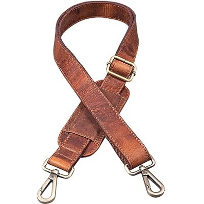 STILORD Echt lederen tasriem met vulling voor schoudertas Vintage, Kara Cognac, M, aktetas STILORD Echt lederen tasriem met vulling voor schoudertas Vintage, Kara Cognac, M, aktetas