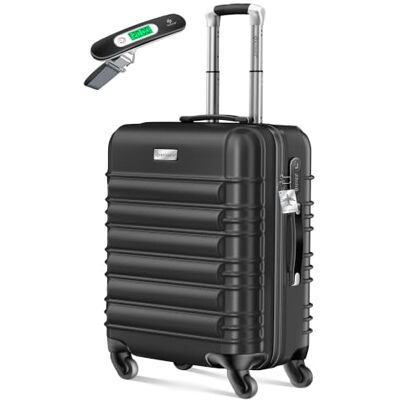 KESSER ® Harde reiskoffer met bagageweegschaal + bagagelabel trolley wielen ABS telescopische handgreep, zwart KESSER ® Harde reiskoffer met bagageweegschaal + bagagelabel trolley wielen ABS telescopische handgreep, zwart