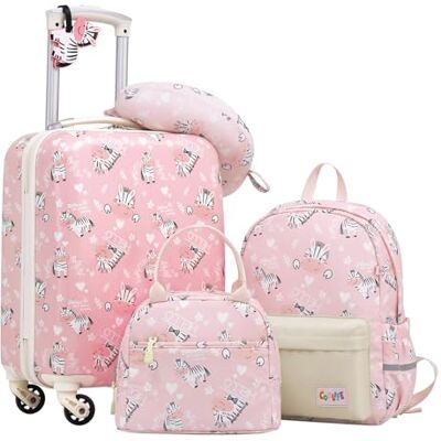 Coolife Bagageset voor kinderen, 5-delig, 40,6 cm, handbagage, harde koffer, spinner, kinderbagage, reisbagage, voor meisjes en jongens, Kleine zebramotief, Kofferset voor kinderen, handbagage Pour garçons & filles, voyage, école – incl. sac lunch, cous Coolife Bagageset voor kinderen, 5-delig, 40,6 cm, handbagage, harde koffer, spinner, kinderbagage, reisbagage, voor meisjes en jongens, Kleine zebramotief, Kofferset voor kinderen, handbagage Pour garçons & filles, voyage, école – incl. sac lunch, cous
