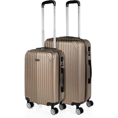 ITACA Set reiskoffers van ABS met 4 wielen, stevig en lichtgewicht, handvat met vergrendeling, cabinekoffer voor handbagage, medium en grote koffer, en beautycase T71500, Champagne ITACA Set reiskoffers van ABS met 4 wielen, stevig en lichtgewicht, handvat met vergrendeling, cabinekoffer voor handbagage, medium en grote koffer, en beautycase T71500, Champagne