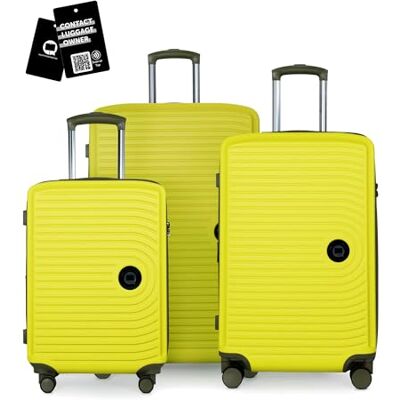 Hauptstadtkoffer Mitte 3-delige kofferset, cabinekoffer 55 cm, middelgrote koffer 68 cm, grote koffer 77 cm, harde ABS-koffers, TSA-sloten + digitaal bagagelabel, abrikoos, Citroen., Harde koffer Hauptstadtkoffer Mitte 3-delige kofferset, cabinekoffer 55 cm, middelgrote koffer 68 cm, grote koffer 77 cm, harde ABS-koffers, TSA-sloten + digitaal bagagelabel, abrikoos, Citroen., Harde koffer