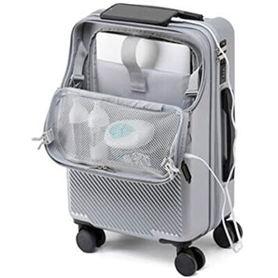 Handbagage met voorvak, reistas voor persoonlijke spullen, koffers met wielen, 51 cm, 66 cm, 61 cm, volledig gesloten opslag, met USB-poorten (kleur: 2, maat: 61 cm) Handbagage met voorvak, reistas voor persoonlijke spullen, koffers met wielen, 51 cm, 66 cm, 61 cm, volledig gesloten opslag, met USB-poorten (kleur: 2, maat: 61 cm)