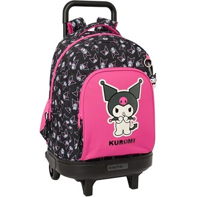 safta KUROMI Grote rugzak met wielen, compact, afneembaar, ideaal voor kinderen van verschillende leeftijden, comfortabel en veelzijdig, kwaliteit en sterkte, 33 x 22 x 45 cm, zwart/fuchsia, M safta KUROMI Grote rugzak met wielen, compact, afneembaar, ideaal voor kinderen van verschillende leeftijden, comfortabel en veelzijdig, kwaliteit en sterkte, 33 x 22 x 45 cm, zwart/fuchsia, M
