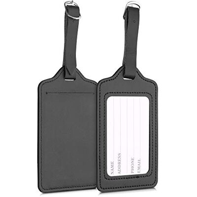 kwmobile 2 x bagagelabel voor koffer, 2 x labelhouder voor koffer en reistas met kaart, naam, adresnummer, zwart kwmobile 2 x bagagelabel voor koffer, 2 x labelhouder voor koffer en reistas met kaart, naam, adresnummer, zwart