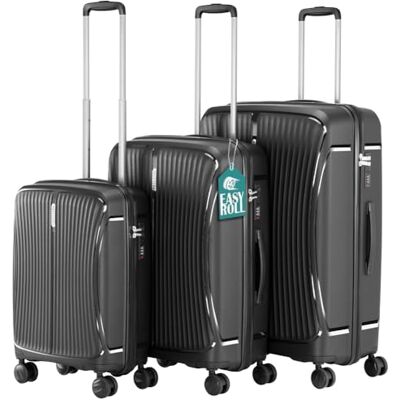 PROVITERA Set van 3 harde ABS-koffers, harde koffer 38 59 90 liter, telescopische handgreep en 4 Easy Roll-wielen, robuuste en lichte reistrolley, handbagage, codeslot, Zwarte Kraai, Modern PROVITERA Set van 3 harde ABS-koffers, harde koffer 38 59 90 liter, telescopische handgreep en 4 Easy Roll-wielen, robuuste en lichte reistrolley, handbagage, codeslot, Zwarte Kraai, Modern