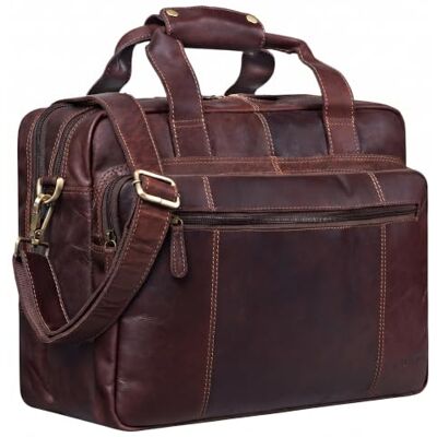 STILORD 'Experience' Lerarentas Leer Schooltas Lerarentas Aktetas Zakelijke Tas Vintage Trolley Attach, Cognac Donker Bruin, koffer STILORD 'Experience' Lerarentas Leer Schooltas Lerarentas Aktetas Zakelijke Tas Vintage Trolley Attach, Cognac Donker Bruin, koffer