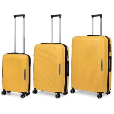 TravelZ Swinger Set van 3 harde koffers, kofferset, S/M/L, harde schaal met TSA-slot, geel TravelZ Swinger Set van 3 harde koffers, kofferset, S/M/L, harde schaal met TSA-slot, geel