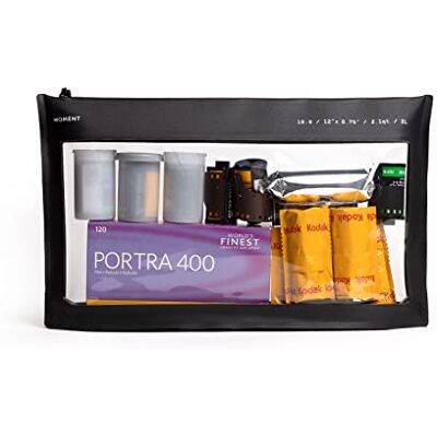 Moment Herbruikbare transparante tas voor reisfolie, transparant, TSA-goedgekeurd, waterbestendige opslag voor 15 of 25 rollen, zwart., 2 l, Modern Moment Herbruikbare transparante tas voor reisfolie, transparant, TSA-goedgekeurd, waterbestendige opslag voor 15 of 25 rollen, zwart., 2 l, Modern