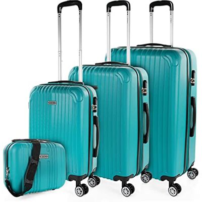 ITACA Set reiskoffers van ABS met 4 wielen, stevig en lichtgewicht, handvat met vergrendeling, cabinekoffer voor handbagage, medium en grote koffer, en beautycase T71500 ITACA Set reiskoffers van ABS met 4 wielen, stevig en lichtgewicht, handvat met vergrendeling, cabinekoffer voor handbagage, medium en grote koffer, en beautycase T71500