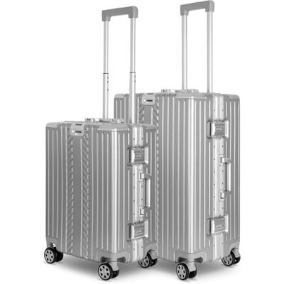 WINLIFE Harde reiskoffer M, L, XL Grote ABS-koffer in zilver TSA-cijferslot 4 dubbele wielen 360° draaibaar Telescopische handgreep bekerhouder en zakhouder WINLIFE Harde reiskoffer M, L, XL Grote ABS-koffer in zilver TSA-cijferslot 4 dubbele wielen 360° draaibaar Telescopische handgreep bekerhouder en zakhouder