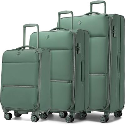 Miss Lulu Cabinekoffer met zwenkwielen, rekbaar, handbagage, middelgrote reiskoffer, 74,5 x 44 x 32 cm, zwart, Groen, Klassiek Miss Lulu Cabinekoffer met zwenkwielen, rekbaar, handbagage, middelgrote reiskoffer, 74,5 x 44 x 32 cm, zwart, Groen, Klassiek