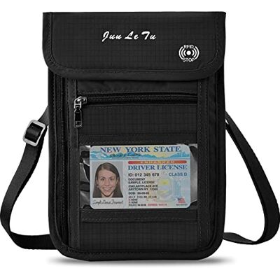 WACCET Borsttas met RFID-bescherming, paspoorthouder, waterdichte borstzak voor dames en heren, zwart, M, borstzak WACCET Borsttas met RFID-bescherming, paspoorthouder, waterdichte borstzak voor dames en heren, zwart, M, borstzak