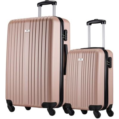 Slazenger Reiskofferset, 2-delig/3-delig, trolley handbagage en grote koffer, set harde ABS-koffer, met 360° wielen en combinatieslot, rolkoffer, roze, 2 Slazenger Reiskofferset, 2-delig/3-delig, trolley handbagage en grote koffer, set harde ABS-koffer, met 360° wielen en combinatieslot, rolkoffer, roze, 2