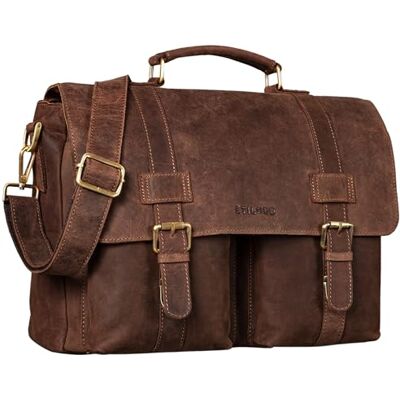 STILORD Zeus grote zakelijke tas van echt rundleer, vintage stijl, voor leraren of kantoor, met trolley-clip, Veleta Bruin, L, koffer STILORD Zeus grote zakelijke tas van echt rundleer, vintage stijl, voor leraren of kantoor, met trolley-clip, Veleta Bruin, L, koffer