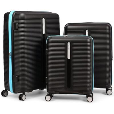 Eminent Finno Kofferset 3-Delig, Uitbreidbaar, Hardcase, 4 Wielen, Licht, TSA Slot, Handbagage Midden Groot, Trolley Reiskoffer Vakantie Reis Zwart Eminent Finno Kofferset 3-Delig, Uitbreidbaar, Hardcase, 4 Wielen, Licht, TSA Slot, Handbagage Midden Groot, Trolley Reiskoffer Vakantie Reis Zwart