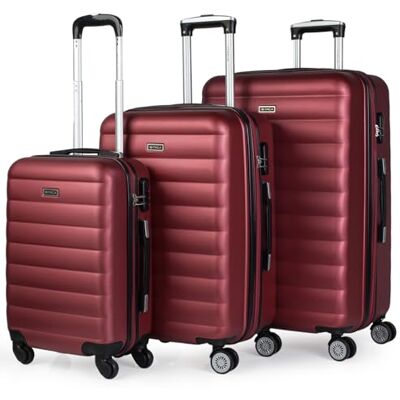 ITACA Reiskoffer met 4 wielen, trolley 55/65/75 cm en lichte, rekbare ABS-tas. 3 kleine, middelgrote 71200, Bourgondië ITACA Reiskoffer met 4 wielen, trolley 55/65/75 cm en lichte, rekbare ABS-tas. 3 kleine, middelgrote 71200, Bourgondië