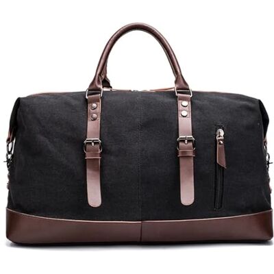 LSNNMU Draagbare Bagagetas Grote Capaciteit Canvas Leer Mannen Reistassen Handtassen Bagage Reistas Sporttas, Zwarte Koffie, Eén maat, Boheems LSNNMU Draagbare Bagagetas Grote Capaciteit Canvas Leer Mannen Reistassen Handtassen Bagage Reistas Sporttas, Zwarte Koffie, Eén maat, Boheems