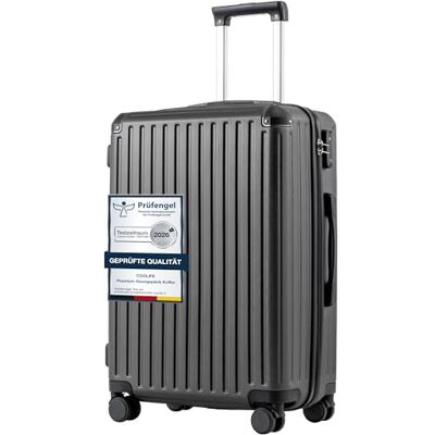 Coolife Harde trolley van ABS-materiaal met TSA-slot, telescopische handgreep en 4 dubbele wielen, zwart., Harde koffer handbagage Coolife Harde trolley van ABS-materiaal met TSA-slot, telescopische handgreep en 4 dubbele wielen, zwart., Harde koffer handbagage