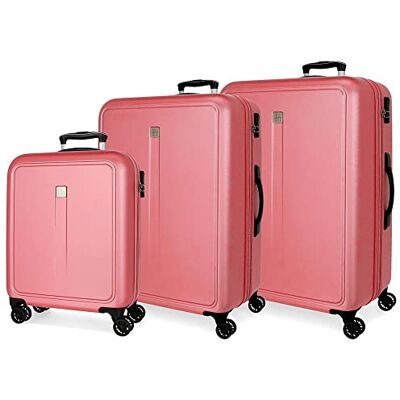 ROLL ROAD Cambodja reistas, Roze, Set van 3 koffers ROLL ROAD Cambodja reistas, Roze, Set van 3 koffers