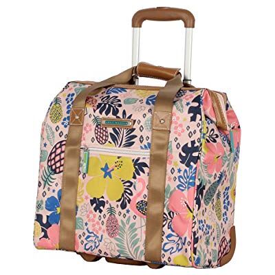 Lily Bloom Under the Seat, design-bagagecollectie, draagtas met patroon, voor dames, lichte koffer met 2 zwenkwielen, 38,1 cm, roze, Roze Lily Bloom Under the Seat, design-bagagecollectie, draagtas met patroon, voor dames, lichte koffer met 2 zwenkwielen, 38,1 cm, roze, Roze