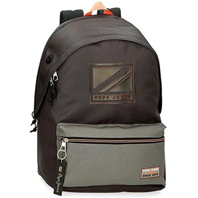 Pepe Jeans Cody jongensjas, Zwart/Wit, Laptoprugzak met dubbel vak, aanpasbaar aan trolley Pepe Jeans Cody jongensjas, Zwart/Wit, Laptoprugzak met dubbel vak, aanpasbaar aan trolley