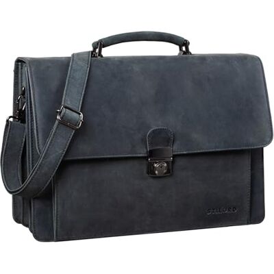 STILORD Angelo Zakelijke tas voor heren, leer, vintage, documententas, A4, werkhanddoek voor laptop, 39,6 cm, van echt leer, Antraciet, L, koffer STILORD Angelo Zakelijke tas voor heren, leer, vintage, documententas, A4, werkhanddoek voor laptop, 39,6 cm, van echt leer, Antraciet, L, koffer