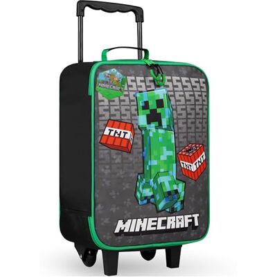 Minecraft Koffer voor kinderen, jongens, trolley, Creeper, opvouwbaar, met wieltjes, kinderbagage, voor reizen, vakantie, school (S, L 46 cm x B 30 cm 17 l, zwart) Minecraft Koffer voor kinderen, jongens, trolley, Creeper, opvouwbaar, met wieltjes, kinderbagage, voor reizen, vakantie, school (S, L 46 cm x B 30 cm 17 l, zwart)