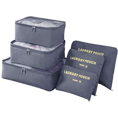 Vicloon 6-in-1 bagage-organizer, bevat 3 verpakkingsdozen en 3 opbergzakken, reistassen voor droge kleding, ondergoed, cosmetica en andere accessoires Vicloon 6-in-1 bagage-organizer, bevat 3 verpakkingsdozen en 3 opbergzakken, reistassen voor droge kleding, ondergoed, cosmetica en andere accessoires