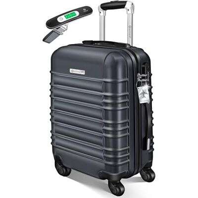 KESSER ® Reiskoffer met bagageweegschaal + bagagelabel, trolley, koffer, met slot, 4 wielen, hard ABS, telescopische handgreep, Antraciet KESSER ® Reiskoffer met bagageweegschaal + bagagelabel, trolley, koffer, met slot, 4 wielen, hard ABS, telescopische handgreep, Antraciet