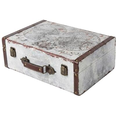 HMF VKO101 Vintage houten koffer, 38 x 26 x 13 cm, groot, wereldkaart HMF VKO101 Vintage houten koffer, 38 x 26 x 13 cm, groot, wereldkaart
