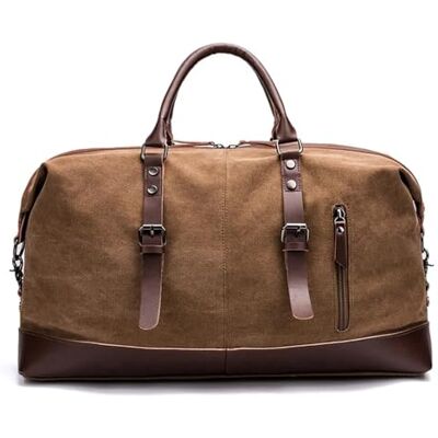 LSNNMU Draagbare Bagagetas Grote Capaciteit Canvas Leer Mannen Reistassen Handtassen Bagage Reistas Sporttas, Koffie, Eén maat, Boheems LSNNMU Draagbare Bagagetas Grote Capaciteit Canvas Leer Mannen Reistassen Handtassen Bagage Reistas Sporttas, Koffie, Eén maat, Boheems