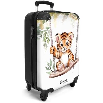 NoBoringSuitcases.com © Harde reiskoffer met wieltjes, harde schaal van handbagage, middelgroot formaat in 14 afbeeldingen (aquarel van een babytijger op een schommel, 55 x 40 x 20 cm) NoBoringSuitcases.com © Harde reiskoffer met wieltjes, harde schaal van handbagage, middelgroot formaat in 14 afbeeldingen (aquarel van een babytijger op een schommel, 55 x 40 x 20 cm)