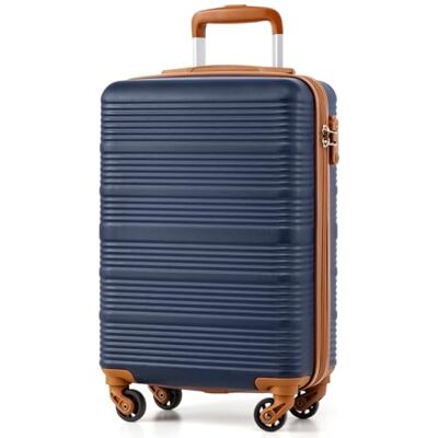 Coolife Cabinekoffer 55 x 35 x 20 cm voor Ryanair luchtvaartmaatschappij, handbagage, cabinebagage, lichte harde koffer met TSA-slot en 4 draaibare wielen, Blauw/Bruin, Handbagage Coolife Cabinekoffer 55 x 35 x 20 cm voor Ryanair luchtvaartmaatschappij, handbagage, cabinebagage, lichte harde koffer met TSA-slot en 4 draaibare wielen, Blauw/Bruin, Handbagage