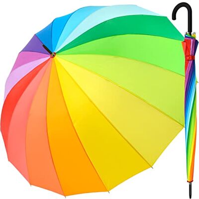iX-brella XXL regenboog paraplu 129 cm glasvezel lichte kleurrijke grote paraplu iX-brella XXL regenboog paraplu 129 cm glasvezel lichte kleurrijke grote paraplu