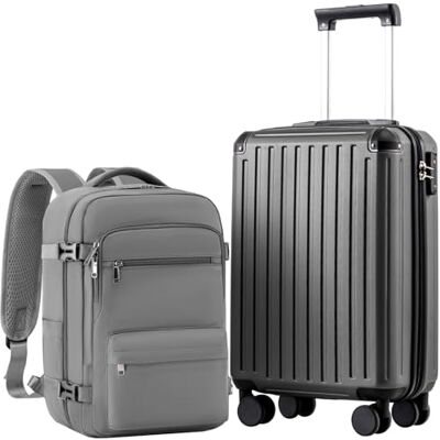 Coolife Cabinekoffer 55 x 35 x 20 cm voor Ryanair vliegtuig, handbagage, cabinebagage, harde koffer met TSA-slot en 4 dubbele wielen, grijs., Harde cabinekoffer Reiskoffer Coolife Cabinekoffer 55 x 35 x 20 cm voor Ryanair vliegtuig, handbagage, cabinebagage, harde koffer met TSA-slot en 4 dubbele wielen, grijs., Harde cabinekoffer Reiskoffer