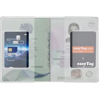 easyTag.app easyTag Paspoorthoes, transparante reispaspoortbescherming, paspoorthouder met simkaart- en bankkaartopslag, ideaal voor paspoortbescherming, compact en, Wit., Klassiek easyTag.app easyTag Paspoorthoes, transparante reispaspoortbescherming, paspoorthouder met simkaart- en bankkaartopslag, ideaal voor paspoortbescherming, compact en, Wit., Klassiek