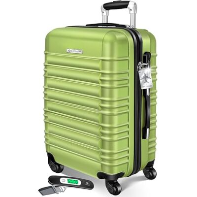 KESSER Reiskoffer met bagageweegschaal + bagagelabel Trolleykoffer met 4 wielen van hard ABS telescopische handgreep, lichtgroen, 66 cm 84 l KESSER Reiskoffer met bagageweegschaal + bagagelabel Trolleykoffer met 4 wielen van hard ABS telescopische handgreep, lichtgroen, 66 cm 84 l