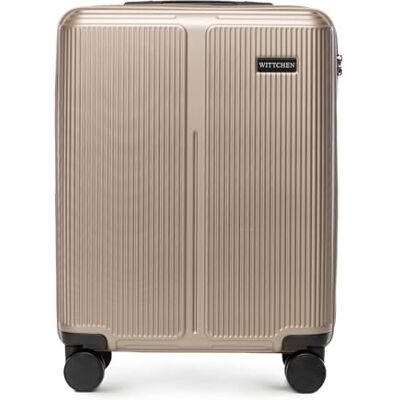 WITTCHEN Stripes Line Cabinekoffer 55 × 39 × 20 cm (M) 36 l, harde ABS-schaal, 4 360° draaibare wielen, cijferslot, handbagage voor Brussels Airlines/Ryanair kleur: goud WITTCHEN Stripes Line Cabinekoffer 55 × 39 × 20 cm (M) 36 l, harde ABS-schaal, 4 360° draaibare wielen, cijferslot, handbagage voor Brussels Airlines/Ryanair kleur: goud
