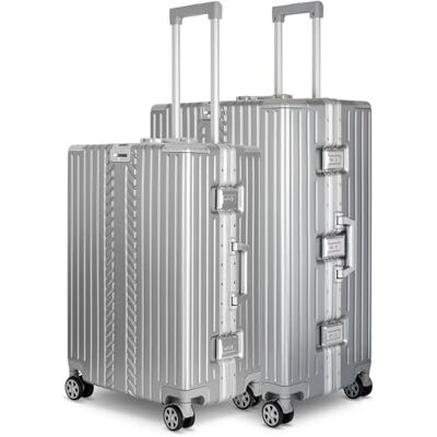 WINLIFE Harde reiskoffer M, L, XL Grote ABS-koffer in zilver TSA-cijferslot 4 dubbele wielen 360° draaibaar Telescopische handgreep bekerhouder en zakhouder WINLIFE Harde reiskoffer M, L, XL Grote ABS-koffer in zilver TSA-cijferslot 4 dubbele wielen 360° draaibaar Telescopische handgreep bekerhouder en zakhouder